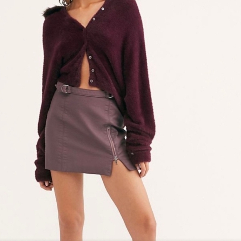 Purple Free People Midnight Magic Faux Leather Skirt Size 4